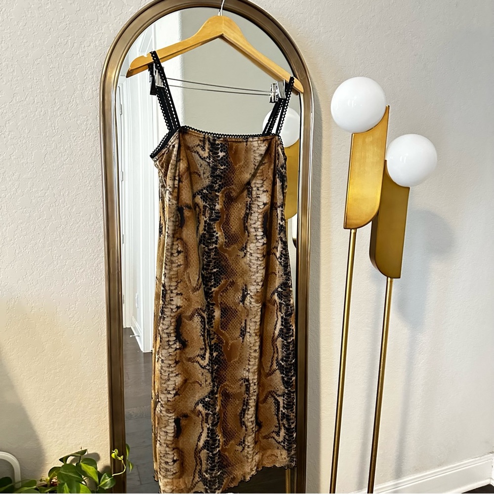 Vintage City Sites Snake Print Slip Midi dress